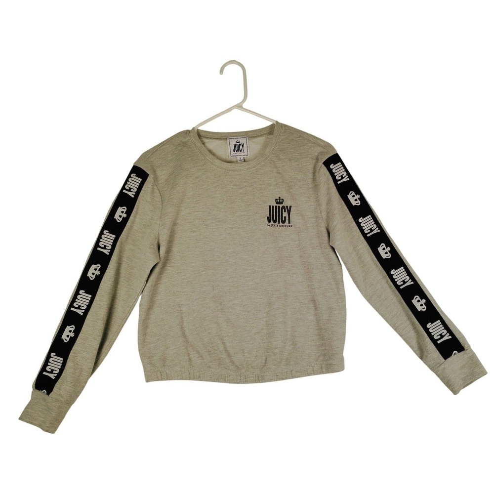 Juicy by Juicy Couture Womens Gray‎ Logo Tape Sleeve Sweatshirt Size S Heathered